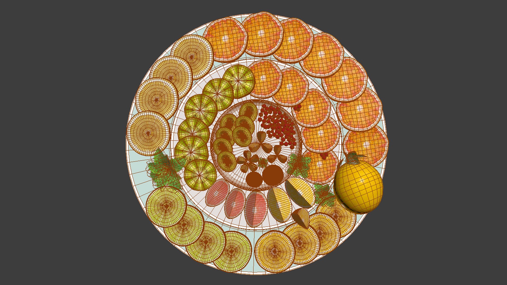 3D Citrus Slice Collection Realistic With Plate - TurboSquid 2219530