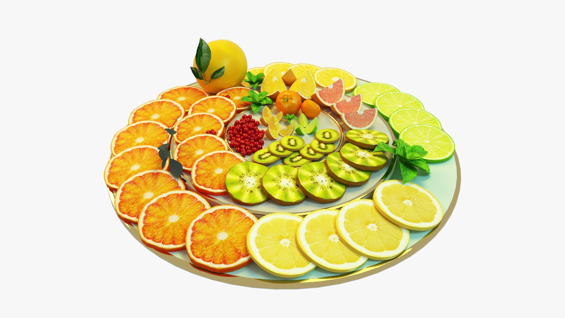 3D Citrus Slice Collection Realistic With Plate - TurboSquid 2219530