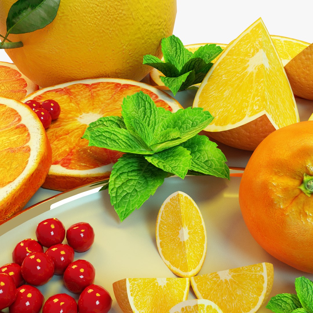 3D Citrus Slice Collection Realistic With Plate - TurboSquid 2219530