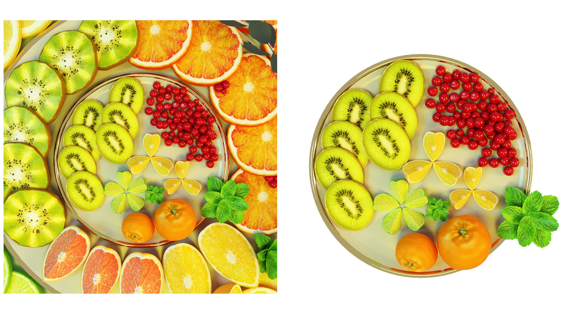 3D Citrus Slice Collection Realistic With Plate - TurboSquid 2219530