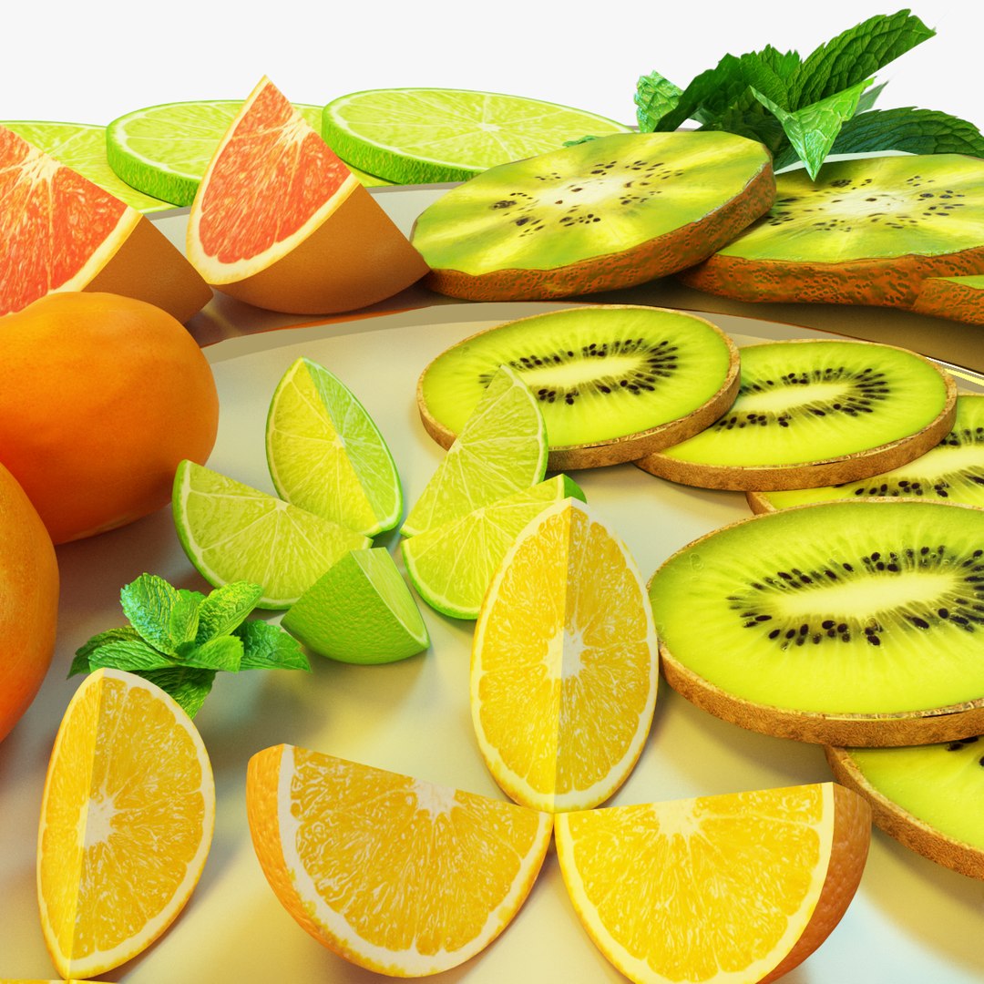 3D Citrus Slice Collection Realistic With Plate - TurboSquid 2219530