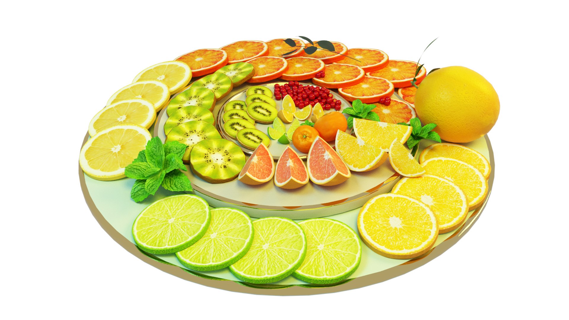 3D Citrus Slice Collection Realistic With Plate - TurboSquid 2219530