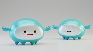 Turquoise mini cute creature 3D model