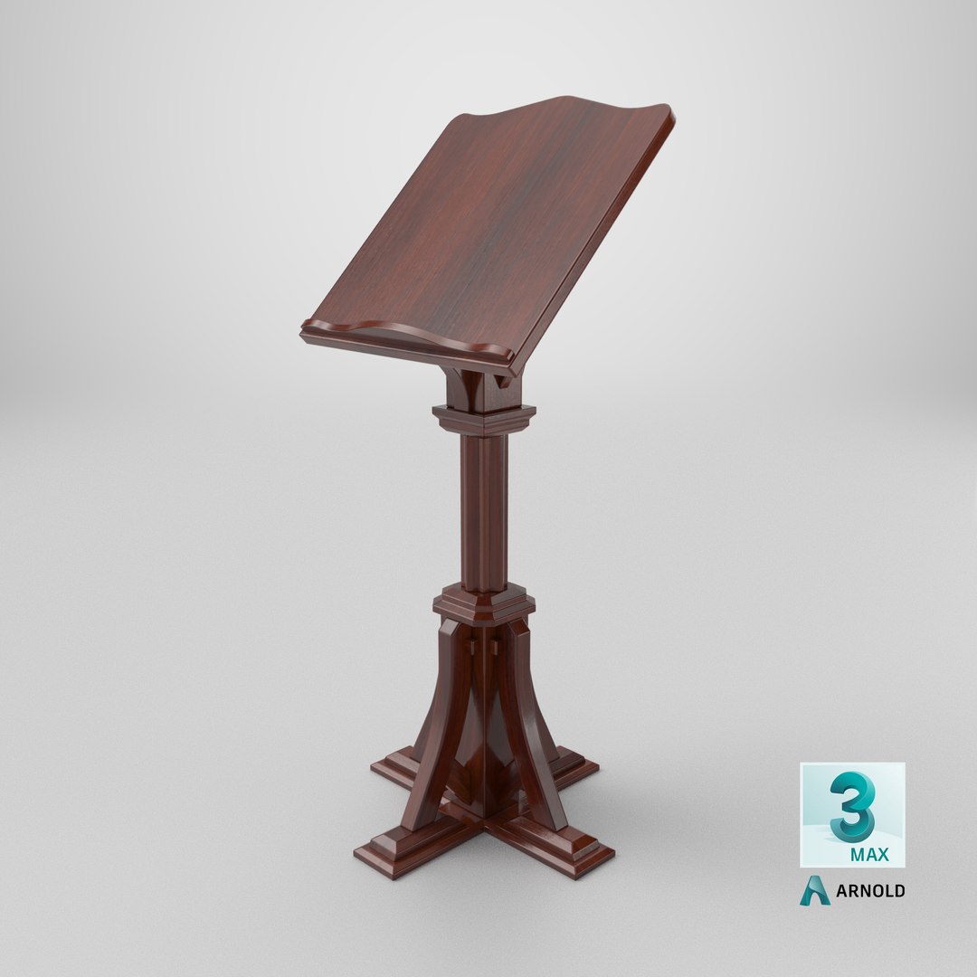 Lectern 3D model https://p.turbosquid.com/ts-thumb/eI/ixRpuW/m7/stemcell_max_arnold_render/png/1746450216/1920x1080/fit_q87/3b93d806a30f7a5f87346fe26a31c9172667a33b/stemcell_max_arnold_render.jpg