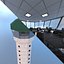 Extérieur et intérieur de la tour de contrôle de l'aéroport