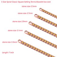 5 Size Strick type Classic Square Setting Tennis Bracelet