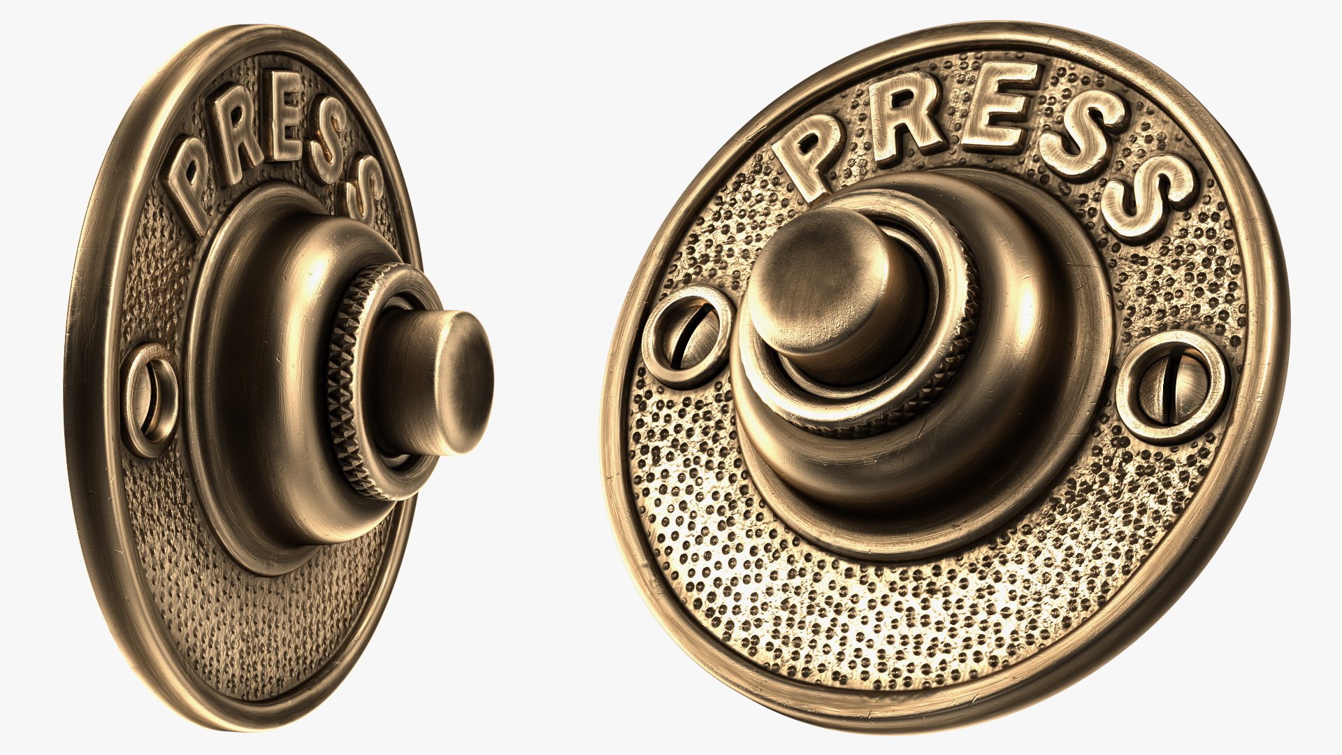Round Solid Brass Doorbell Button 3D model preview