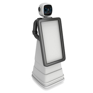 Robot Promoter Trade show booth with Blank LCD Screen.