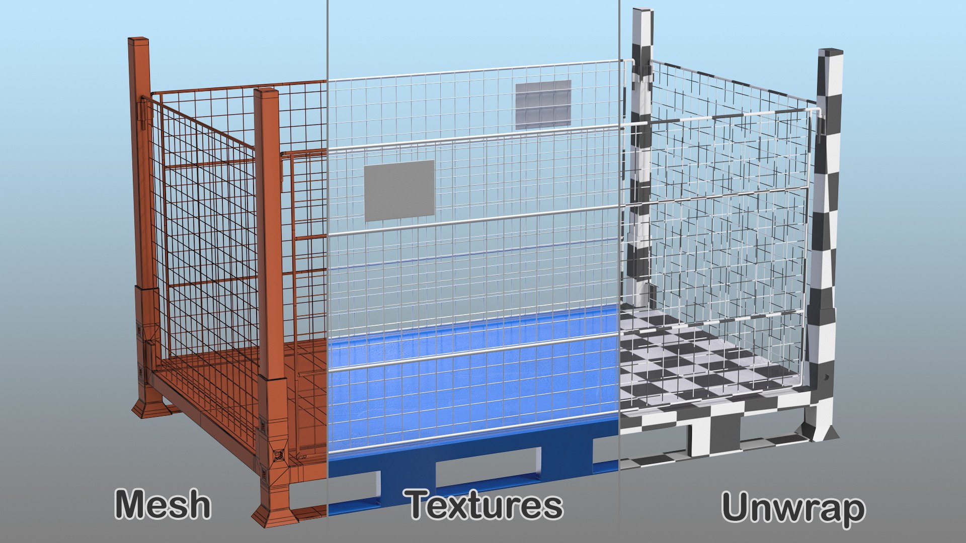 3D collapsible mesh metal pallet model https://p.turbosquid.com/ts-thumb/eJ/Wp0lrA/2bnr8nBS/collapsiblemeshmetalpalletcagemb3dmodel013/jpg/1598058871/1920x1080/fit_q87/ce8764a3063c7d35ed5b353f17ca7bcc151e01e9/collapsiblemeshmetalpalletcagemb3dmodel013.jpg