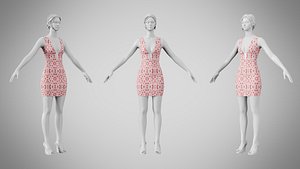 Dress 34 Crimson Bloom Lattice 3D