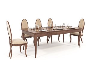 3D model European style Dining Table and Chairs 12