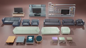 3D furniture sets sofa table model