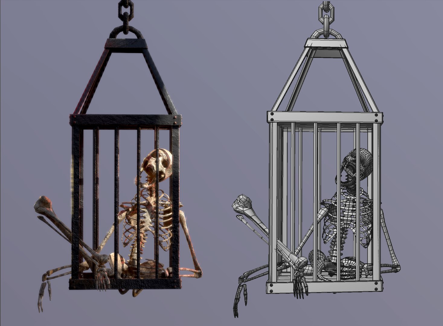 Gibbet Cage With Skeleton 3D Model - TurboSquid 1919672