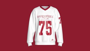 Men Red Printed Basketball Sweatshirt model