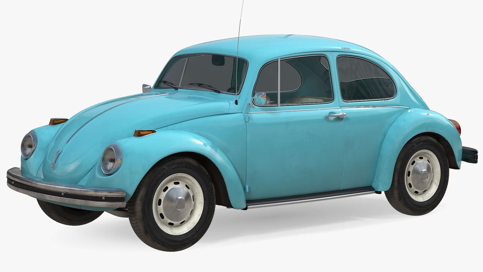 Volkswagen Beetle 1966 Simple Interior Blue 3D model preview
