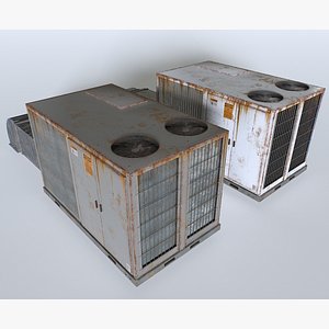3D model Rusty Rooftop AC hvac unit