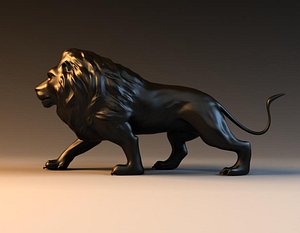 3D bronze lions statues beasts