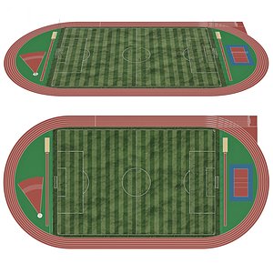 Football field with players 3D model