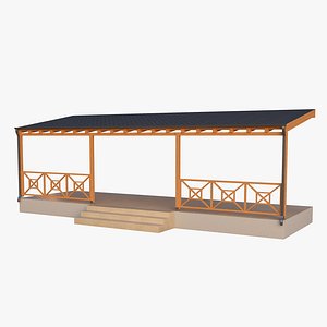 Wooden Veranda 3D model