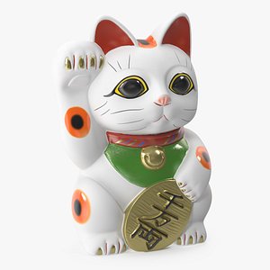 Lucky Cat Figurine Maneki Neko 3D