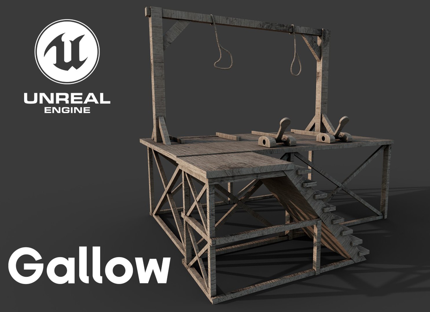 3D Model Gallows Wooden Platform - TurboSquid 2230225