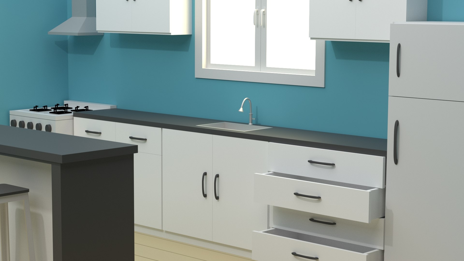 Simple Isometric Living Room With Kitchenette 3D Model - TurboSquid 2390889