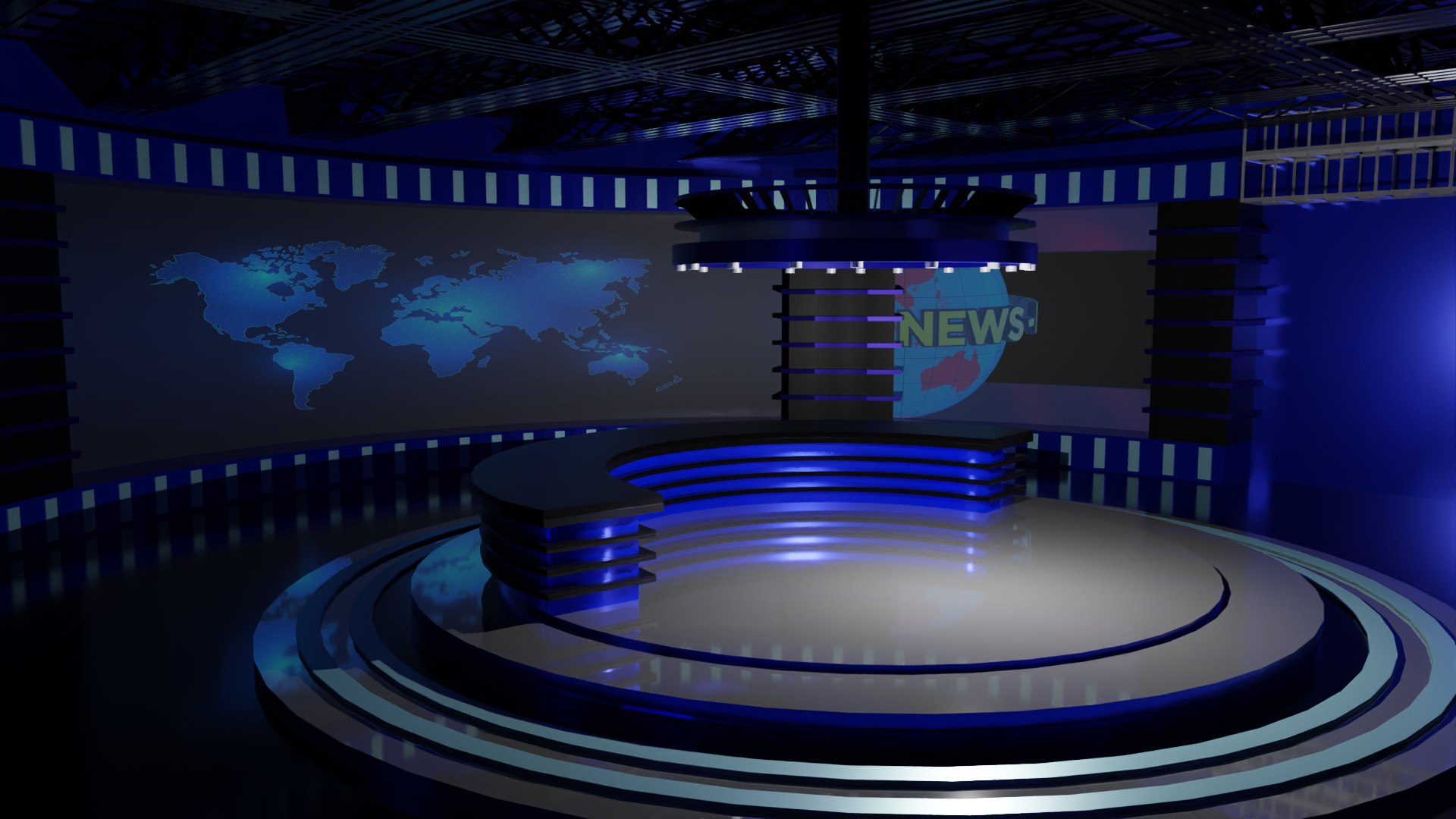 3D TV Studio News model - TurboSquid 2161075