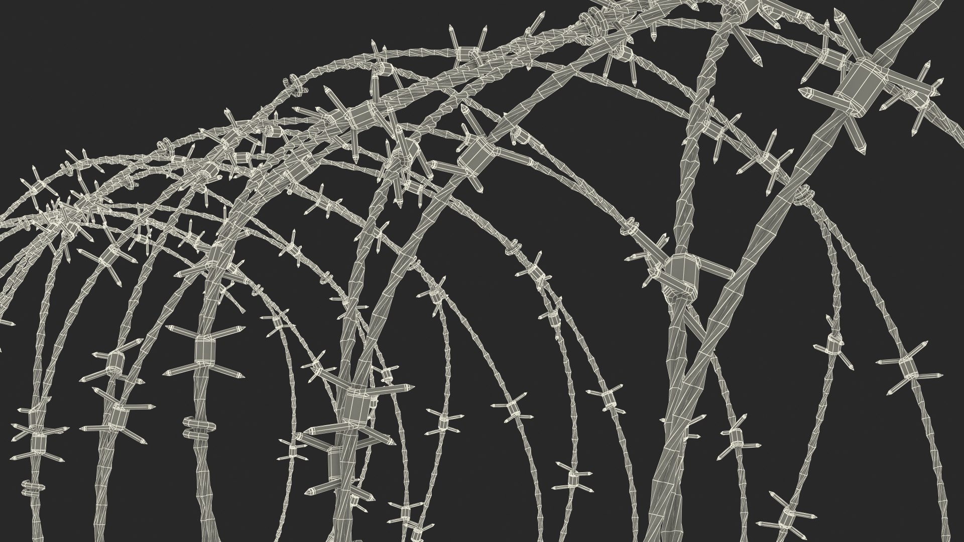 3D Razor Wire Obstacle https://p.turbosquid.com/ts-thumb/eK/MrNgQ9/HF/razorwireobstacle3dmodel030/jpg/1617362293/1920x1080/fit_q87/ab2fb3b871ca84a86ff3f5bc3d1529d079760e6f/razorwireobstacle3dmodel030.jpg