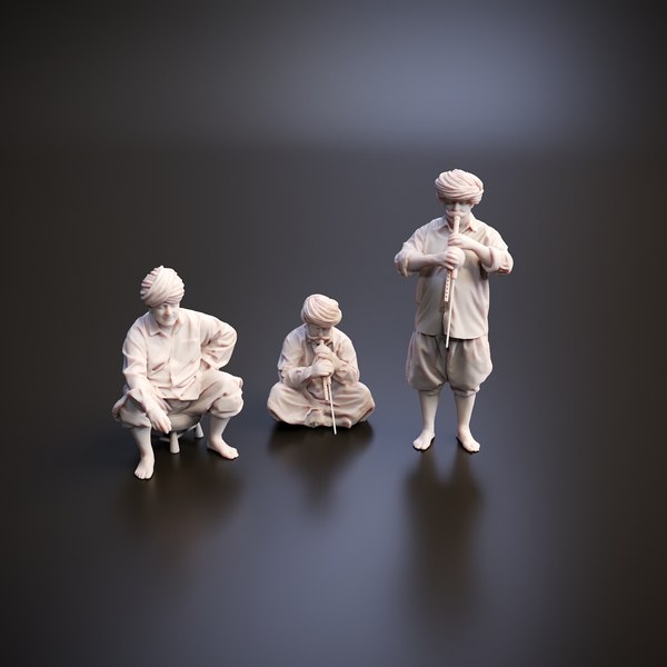 Man Scan Pose Flute Player 3D