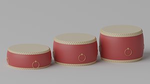 3D Chinese Musical Instrument Drum