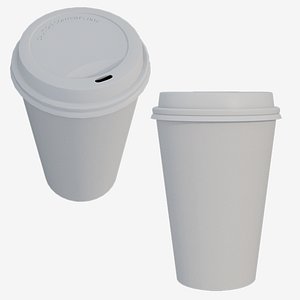 3D model Disposable Coffee Cup - Game-Ready PBR Prop LID ON