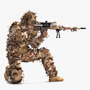 Sniper with Barrett 98 Bravo Rigged for Modo(1)