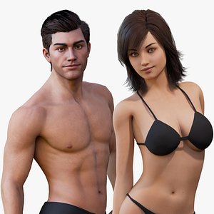 Male Female Base Character Rig 3D model