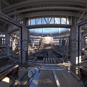3D model The interior of a futuristic industrial facility