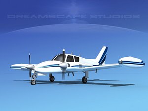 3d model cockpit cessna 310