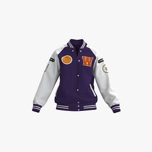 3D Male raglan varsity jacket