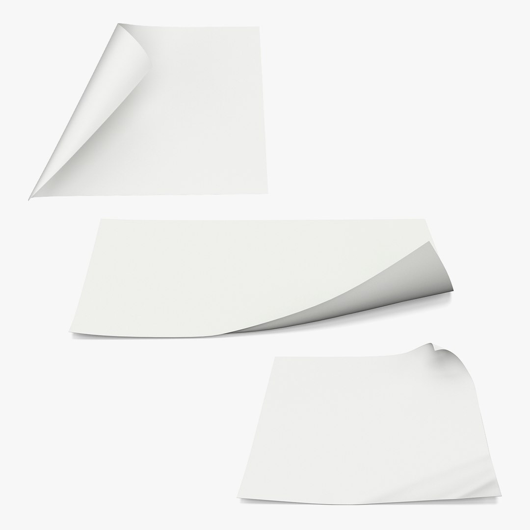 Curled Paper Sheets Collection 3D model preview