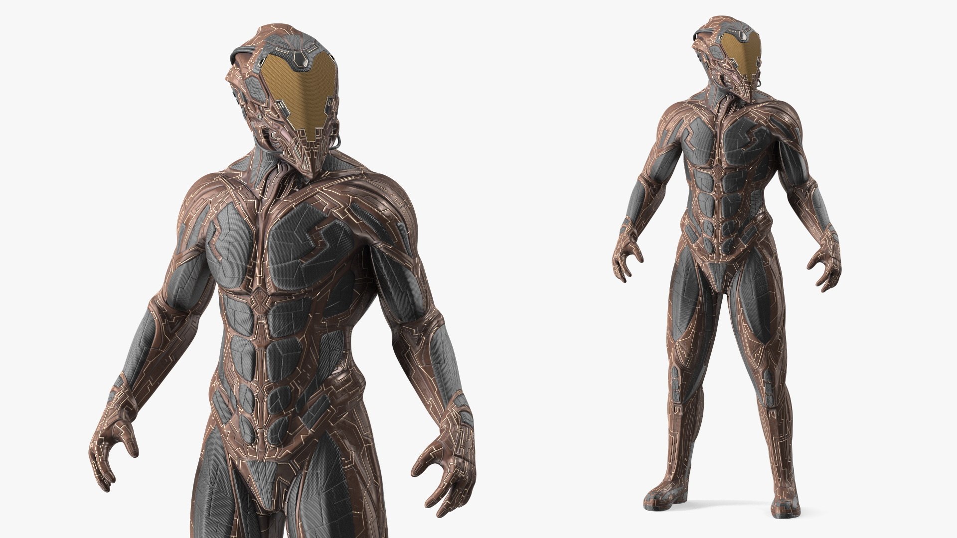 Futuristic Armored Character Rigged 3D model preview