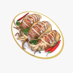 Grilled Squid 3D model