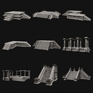 AZTEC MAYAN INKA MESOAMERICA STONE PLATFORM STAIRS COLLECTION