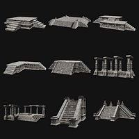AZTEC MAYAN INKA MESOAMERICA STONE PLATFORM STAIRS COLLECTION