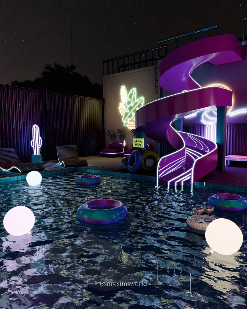 Night Pool Party Blender Scene Model - TurboSquid 2447969