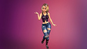 3D girl cartoon rigged body sexy model