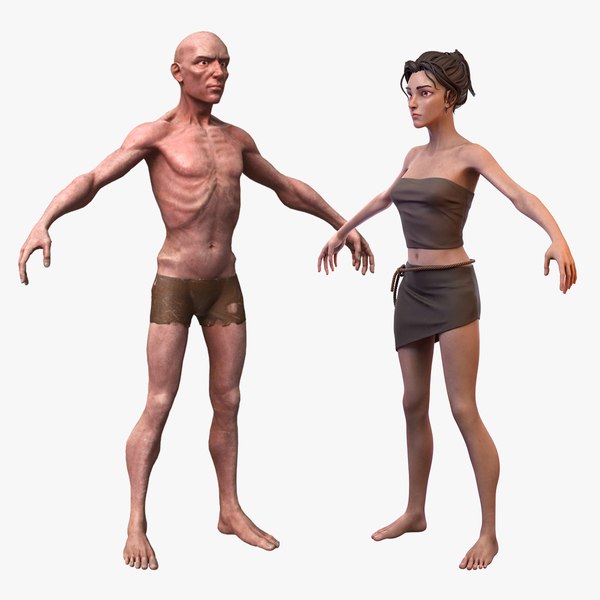 3D Combo 2 Base mesh Male and Female Slave