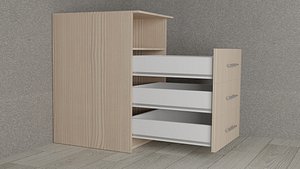 3D model Bedside table with pull-out shelves