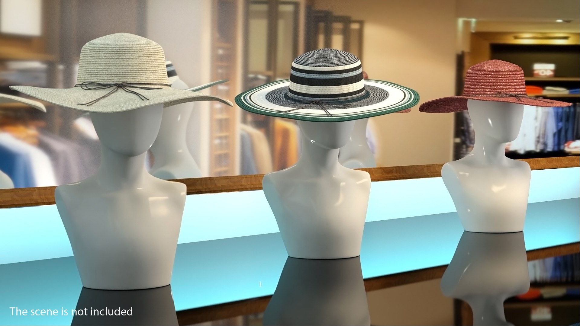 Women Foldable Beach Cap 3D model preview