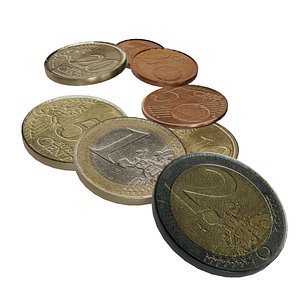 3D Euro Coins Collection All Euro Coins