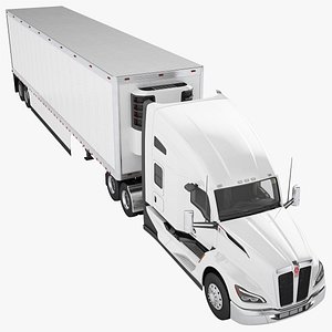 3D model Kenworth T680 Semi Truck 2024 Truck Trailer 04