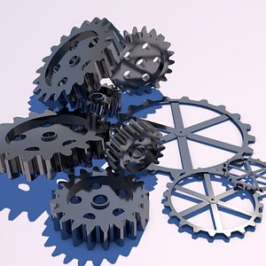 pack cogwheels 3d obj