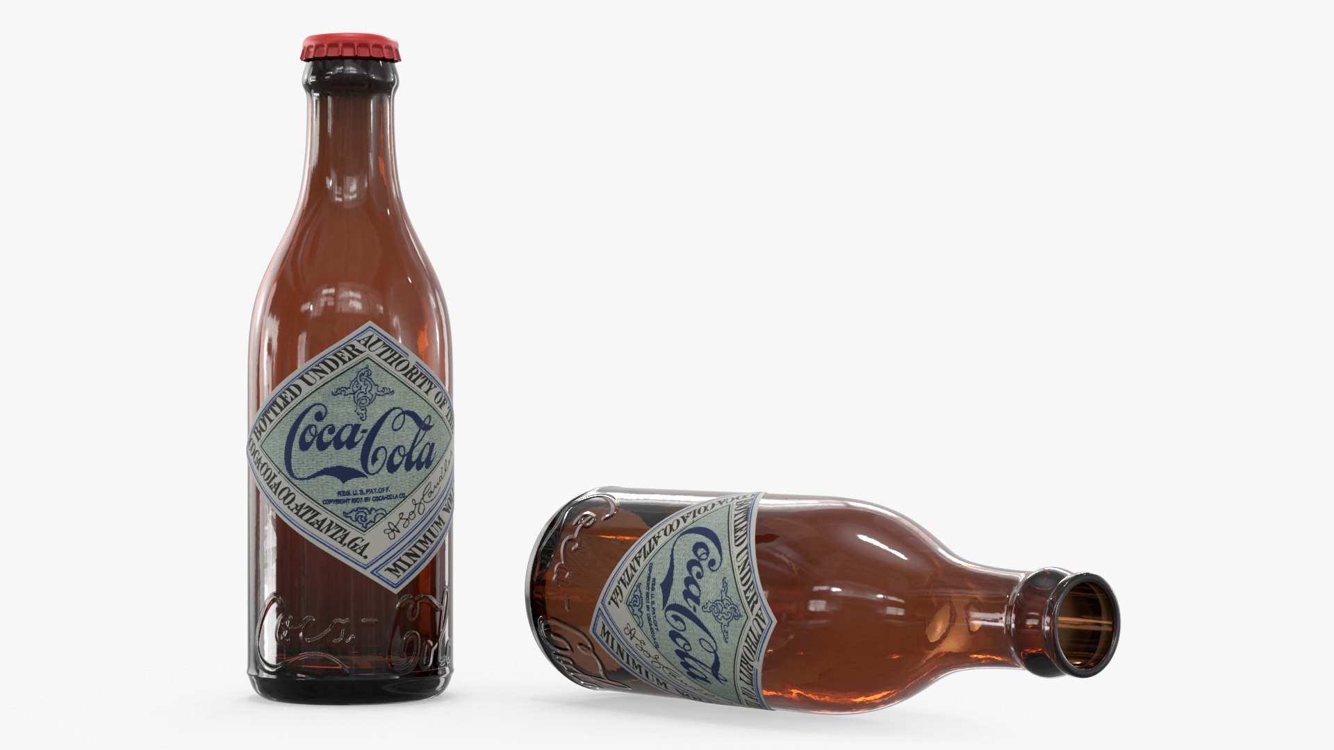 Vintage Coca Cola Paper Tag Bottle Early 1900s Amber 3D model preview